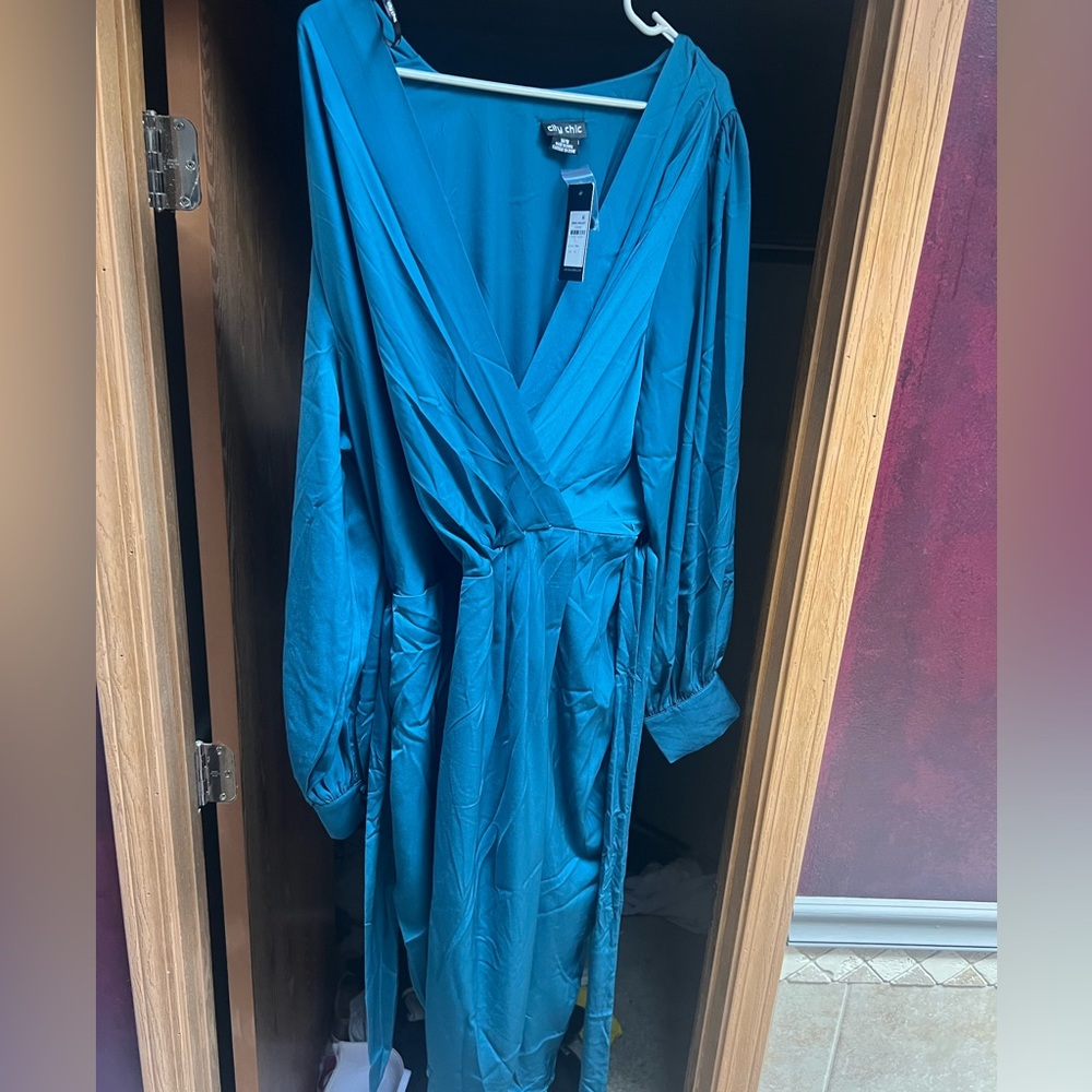 City Chic Teal Wrap Dress